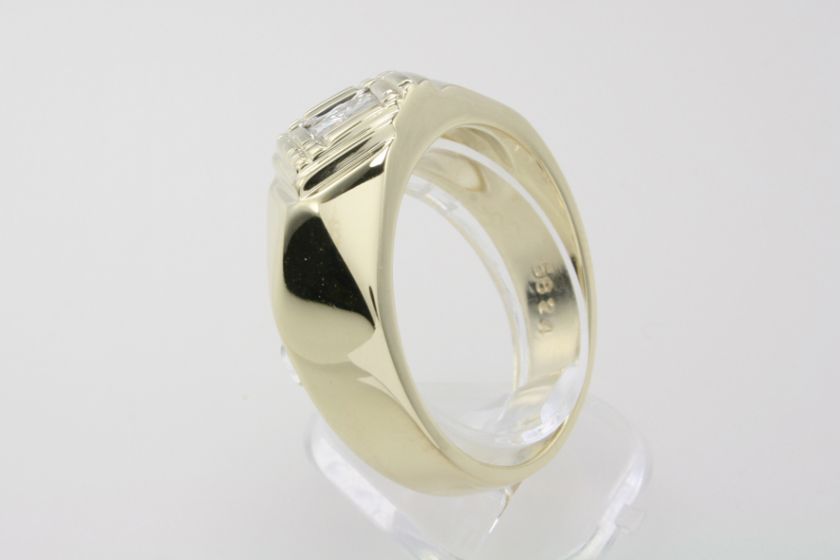 Yellow Gold Mens Princess Cut Moissanite Ring 0.60 ct  