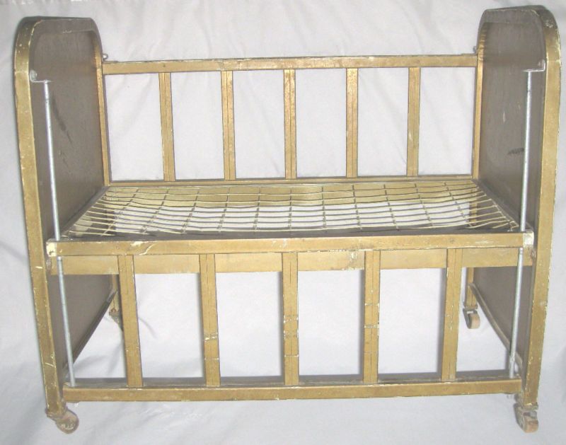 Antique 1950s Metal 25 Doll Bed Adjustable Side Rail  
