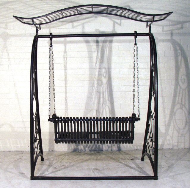 Wrought Iron Outdoor Swing with Frame   