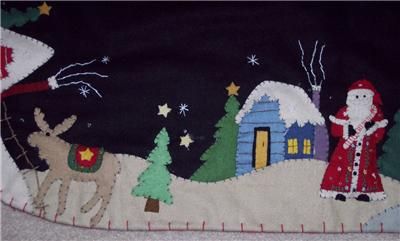 Christmas Handmade Felt Applique Tablerunner Santa 67  