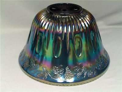 INDIANA IRIDESCENT CARNIVAL BLUE PUNCH SET BOWL 12 CUPS HOOKS HARVEST 