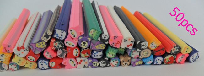 50pcs Animal type Fimo Canes Rods Sticks Sticker DIY Slice Tips 