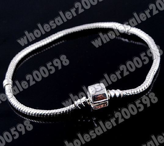 10strand Silver Snake Safety Clasp Bracelet Chains 22CM  