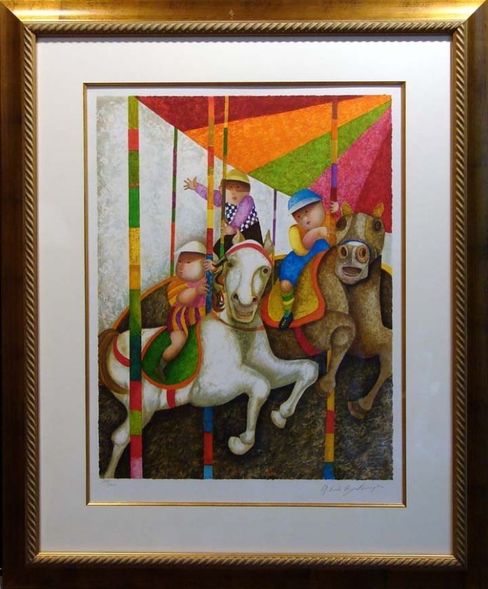   Rodo Boulanger Tourne Manege Hand Signed Art Custom Frame L@@  