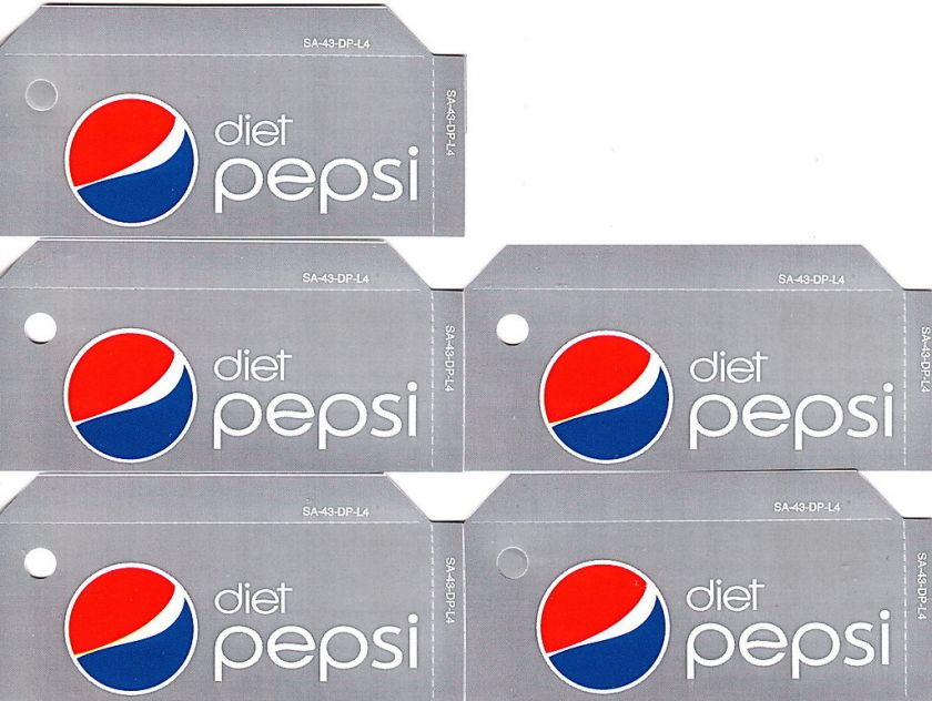 Diet Pepsi Small Set 5 Same Title Plastic Flavor Label  