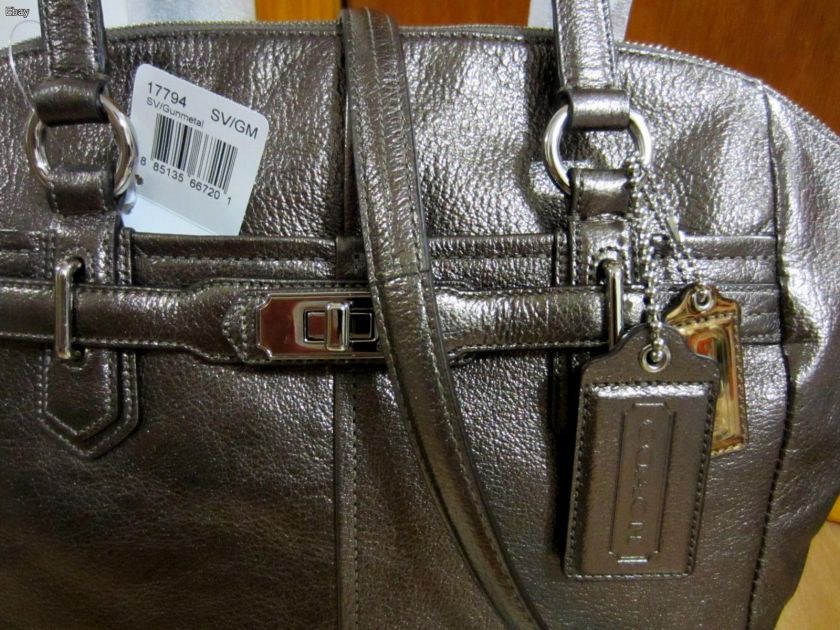 NWT Coach 17794 Chelsea Metallic Leather Emerson Convertible Satchel 