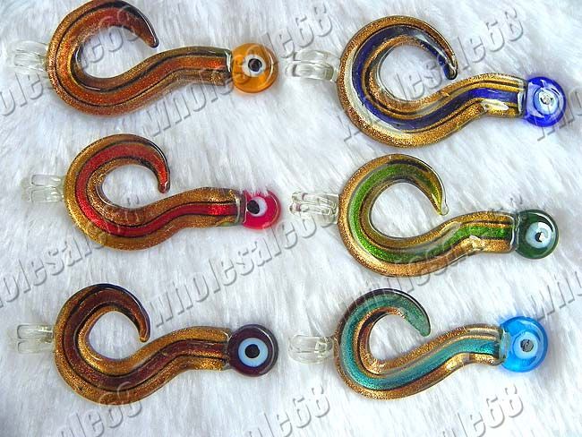 Wholesale lots 72pcs(12style) Mixed Glass Pendants FREE  