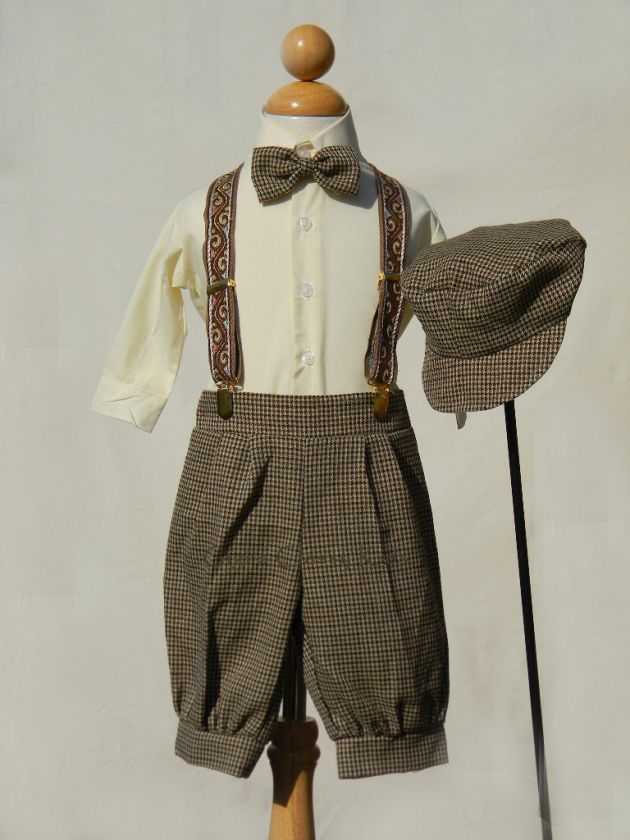 NEW BABY INFANT BOYS BROWN KNICKERS VINTAGE SUIT SET OUTFIT EASTER 