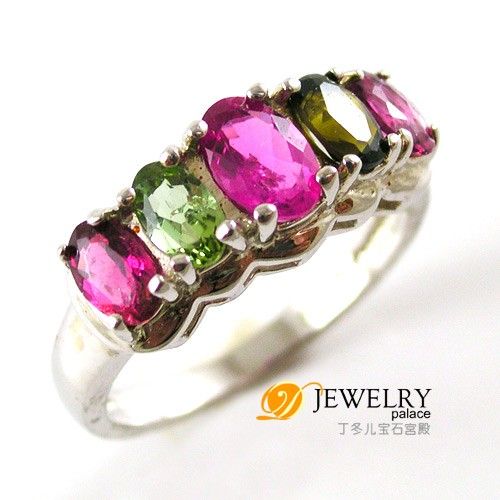   5ct Genuine Multicolor Tourmaline Ring 925 Sterling Silver Size 5 6 7