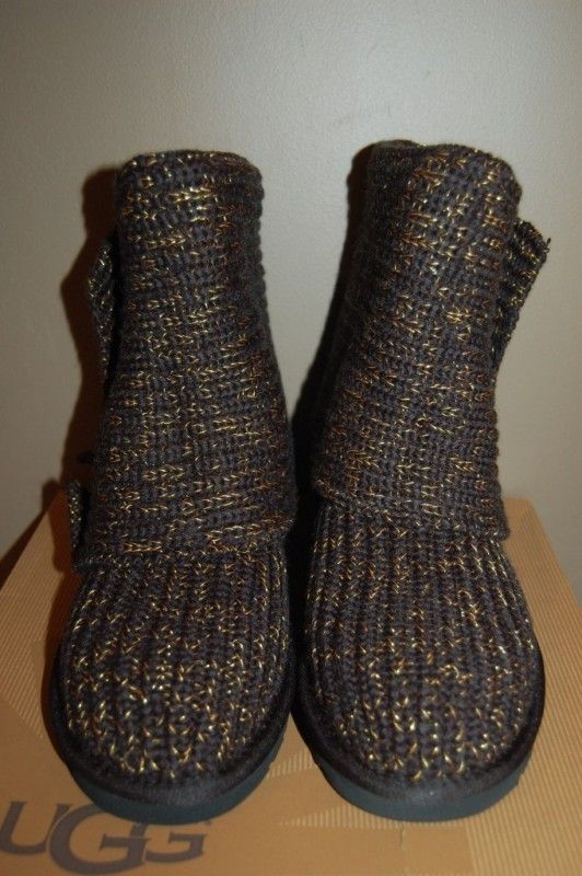 NIB UGG Australia Cardy Metallic  Black/Gold sz 6  