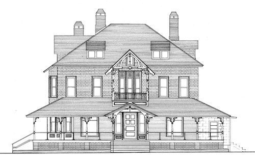 Shingle Style home with porches   detailed plans, blueprints 