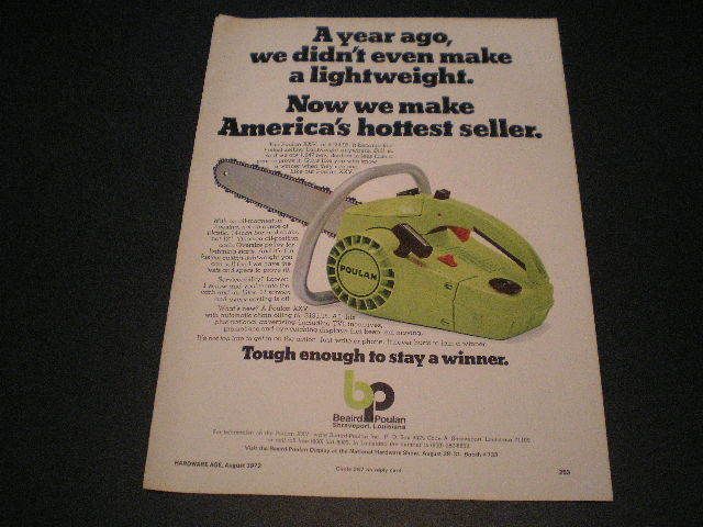 1972 Beaird Poulan XXV Chain Saw Chainsaw Ad  