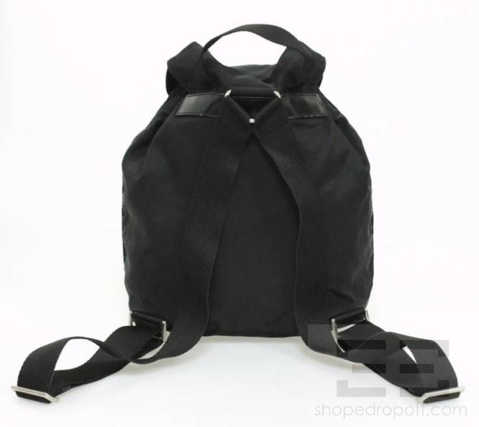 Prada Black Vela Nylon Small Drawstring Backpack  