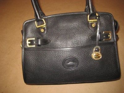 DOONEY & BOURKE Vintage Rare Black Leather Belted Boston Handbag 