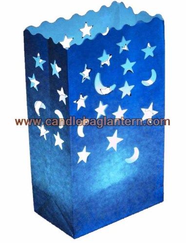 10x Blue Stars Moons Paper Candle Lantern Wedding Party  