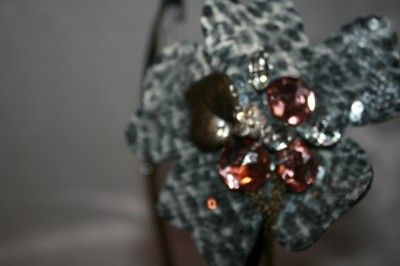 HAND MADE FLOWER HEADBAND CRYSTAL SEQUINS SAKS $75 SALE  