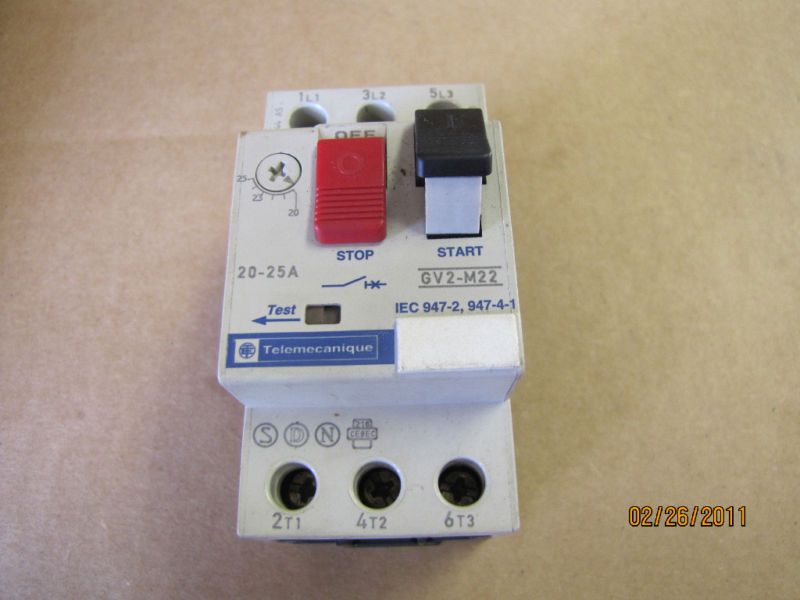 TELEMECANIQUE GV2 M22 20 25A MOTOR STARTER GV2M22  