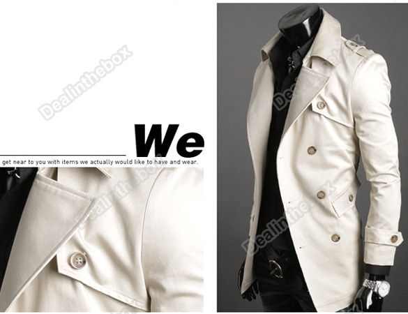   Stylish Double Breasted Long Trench Coat Jacket Windbreak 2 Colors