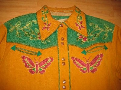 VINTAGE 1940S GLOBE TAILORS AMAZING EMBROIDERED WESTERN SHIRT   NR 