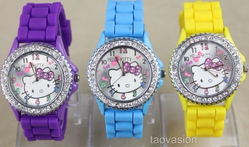 1Pcs Hellokitty Silicone Band Quartz Wrist Watch For Unisex 10 Color 