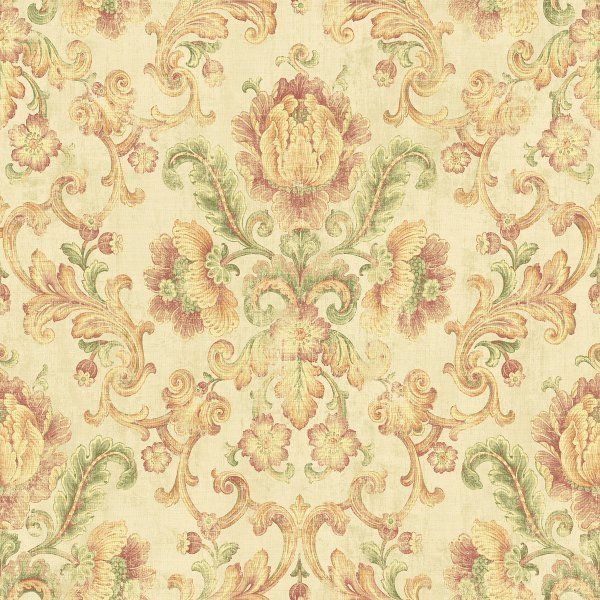 Warm Traditional Floral Damask Wallpaper Double Rolls  