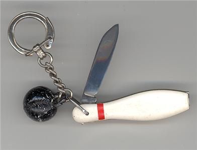 Old Bowling Pin Figural Pocket Knife & Key Chain  