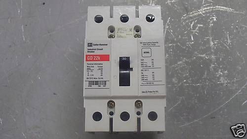 Cutler Hammer 30 Amp Industrial Circuit Breaker GD 22K  