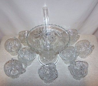 Vintage Beautiful Star Of David Punch Bowl Set 18 Cups  