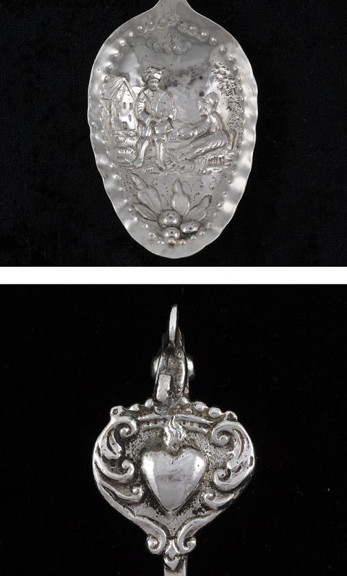 Dutch 850 Silver Purity Monkey Tea Caddy Spoon Chased Design  