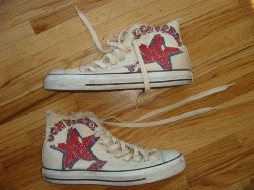 CONVERSE ALL STAR SHOES OFFWHITE RED GRAY STAR  