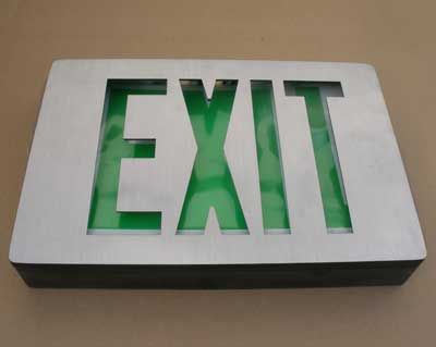 New Lithonia LE S 1 G 120/277 Green LED Exit Sign  