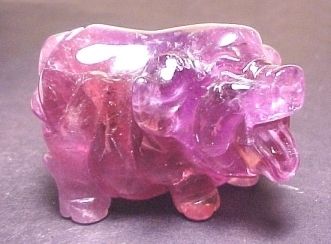 HAND CARVED AMETHYST PIG CARVING GEM SONE GEMSTONE  