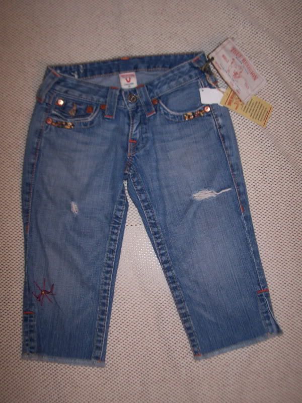 218 TRUE RELIGION JOEY CROP BERMUDA JEANS SHORTS 25  