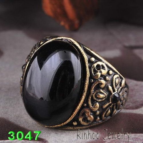 H30157 black noblest #10 finger men rings bronze plated free  