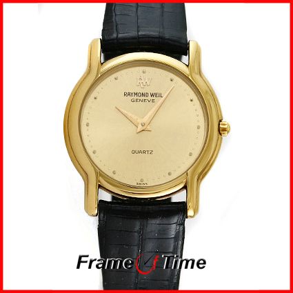 Raymond Weil Ladies Vintage 18K Gold Lizard Dress Watch  