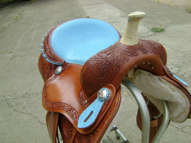 ULTIMATE 15 TURQUOISE WESTERN BARREL RACER RACING SHOW SADDLE  