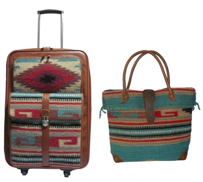 American Hide & Leather Turquoise 2 pcs Carry on Luggage Set Handmade 