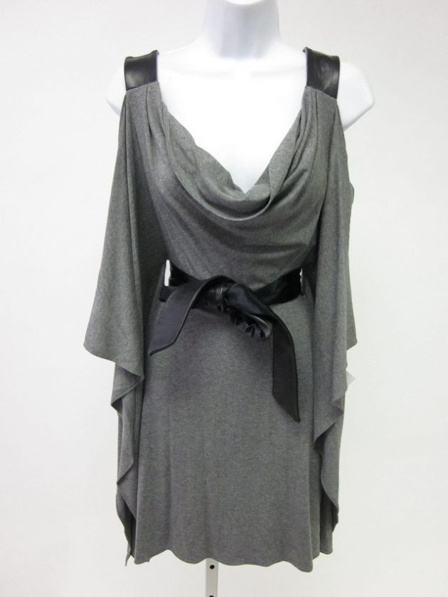 NWT MARK & JAMES BY BADGLEY MISCHKA Heather Gray Surplice Top Shawl Sz 