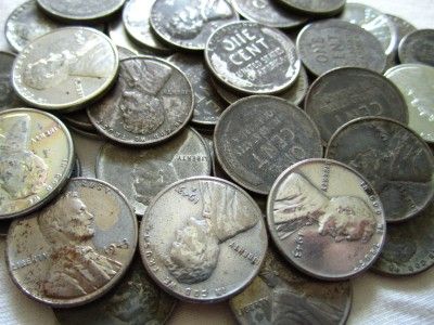 Old US Mixed Coin Lot Steel Wheat Pennies 1943 PDS  