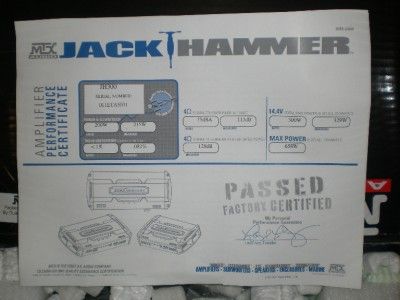 MTX JACKHAMMER JH300 MONO AMPLIFIER 600 WATT PEAK BASS KNOB FREE 