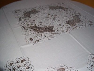 IVORY 70 ROUND BATTENBUR TABLECLOTH LACE COTTON ITCF340  