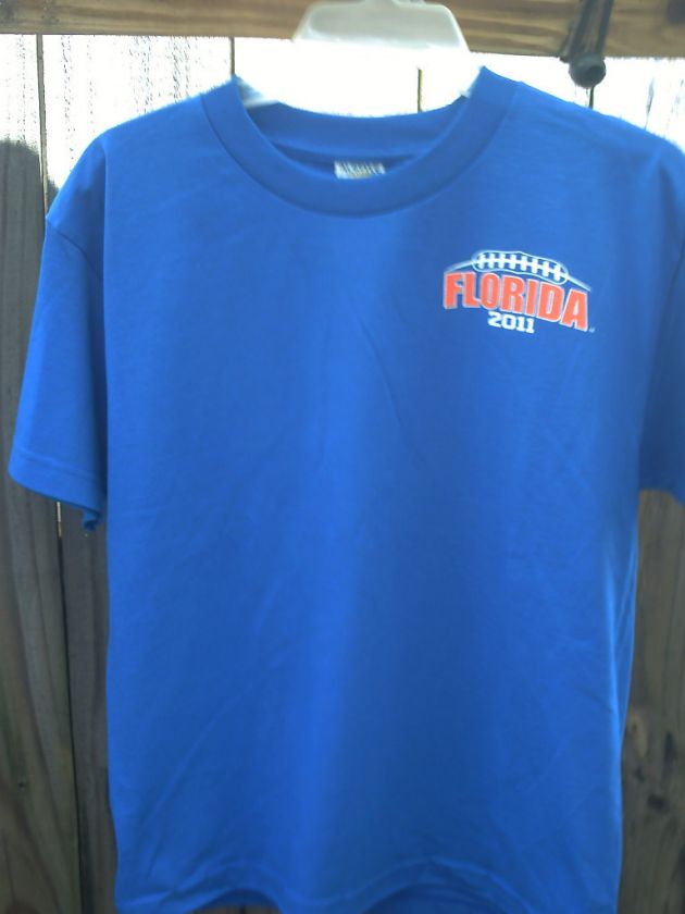 FLORDIA GATORS YOUTH SHIRT MEDIUM OR LARGE 2011 SCHEDULE  