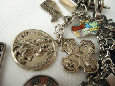 Antique Vintage Sterling Silver Charm Bracelet  Mechanical Movable 