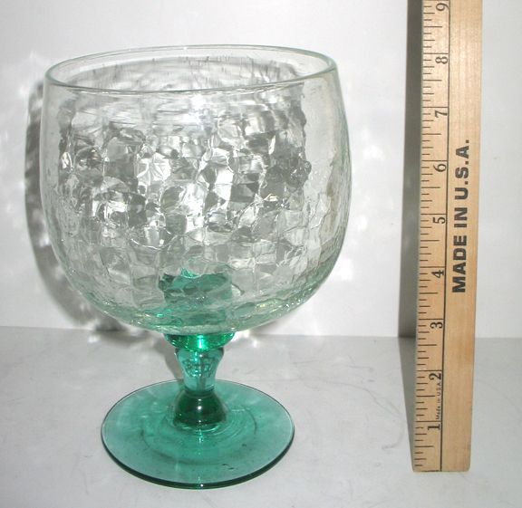 VINTAGE BLENKO NILE CRACKLE ART GLASS GIANT 8” GOBLET  