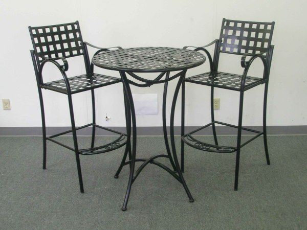 CONTEMPO PATIO FURNITURE IRON BAR BISTRO TABLE 2 CHAIRS  