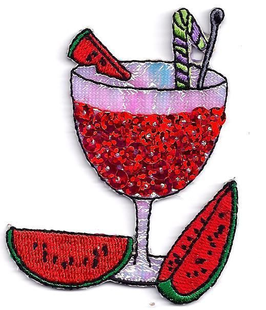   Sequins & Shimmer/Iron On Embroidered Applique/Beverages,Drinks  