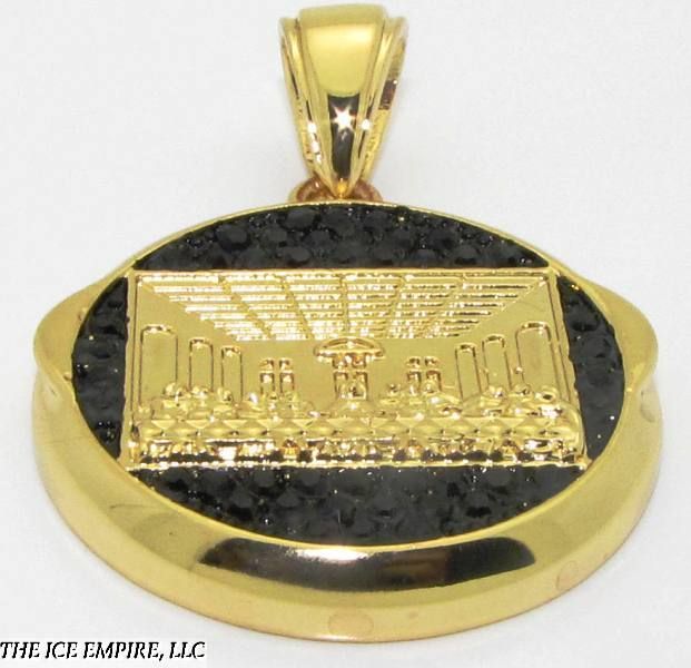 GOLD FINISH ICED OUT LAST SUPPER MEDALLION PENDANT P193  