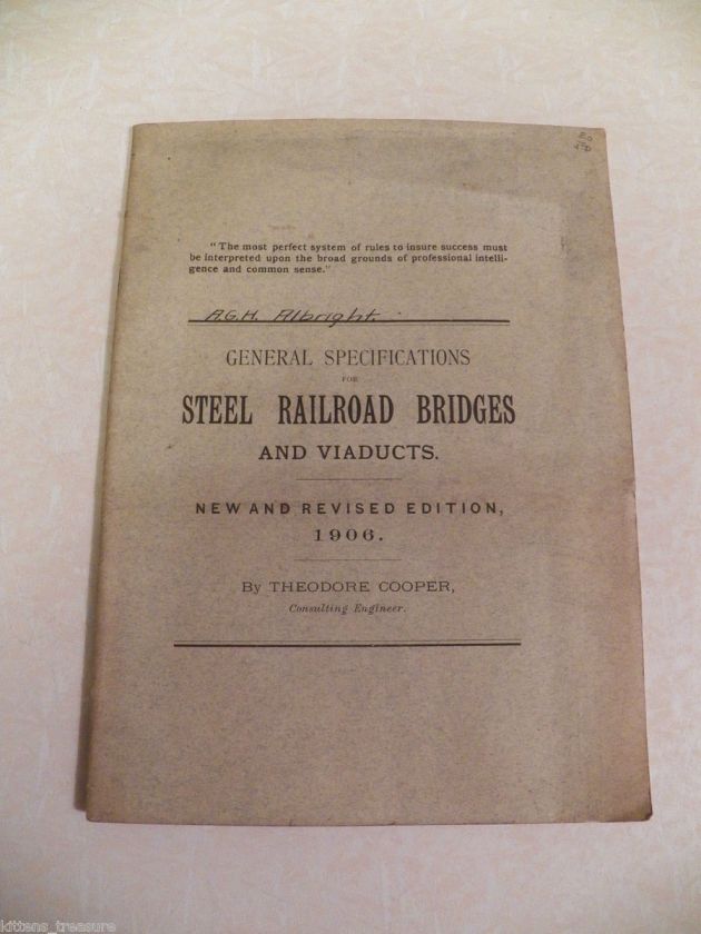 1906 Specs Steel Railroad Bridges & Viaducts Theodore Cooper 