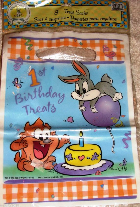   BABY BUGS BUNNY & TAZ TREAT SACKS ~ 1st First Birthday Party Supplies