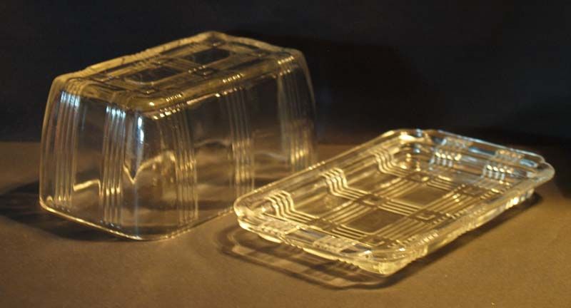 Vintage Hazel Atlas Crystal Clear Crisscross 1 lb. Butter Dish  